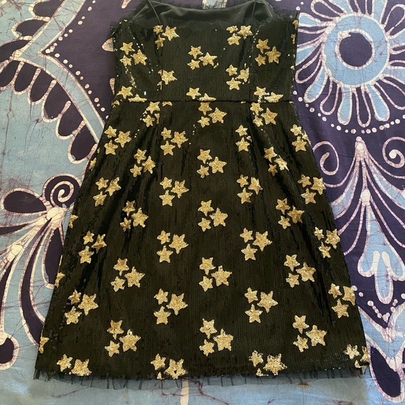 The East Order Black Sequin Mini Dress with Gold Stars - Picture 4 of 5
